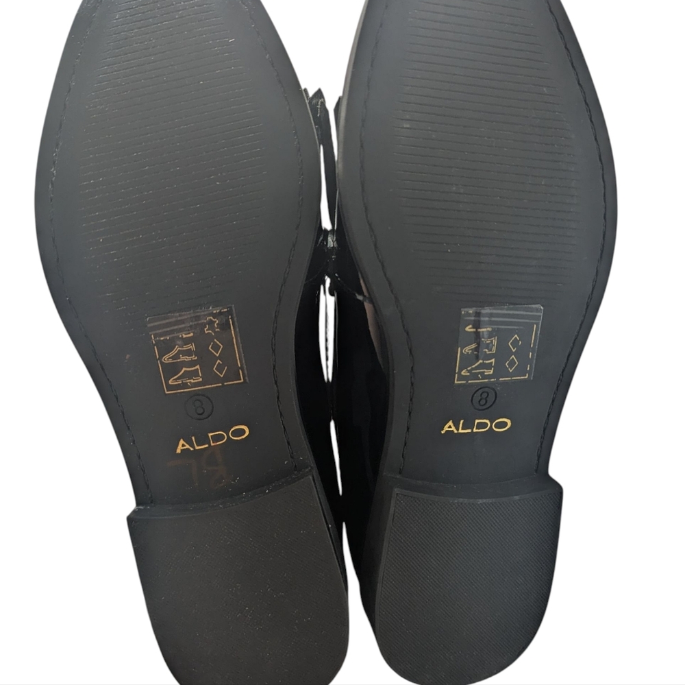 BN ALDO Shiny Black Tassel Fringed Loafers Sz US 8 Chic Elegant Versatile - Picture 7 of 9